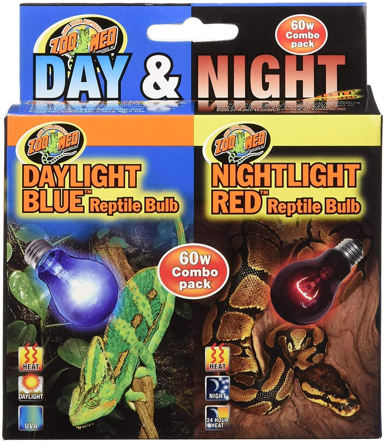 Zoo Med Day & Night Reptile Bulb Combo Pack.  2 Count (Pack of 1)