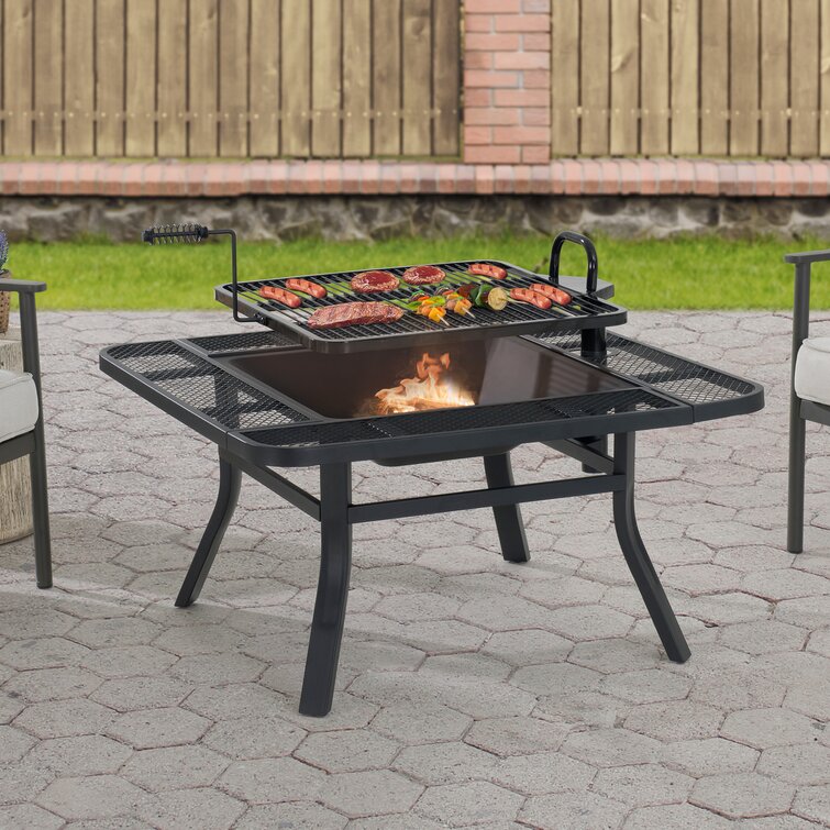 Adarius 30.1” H x 38” W Steel Wood Burning Outdoor Fire Pit
