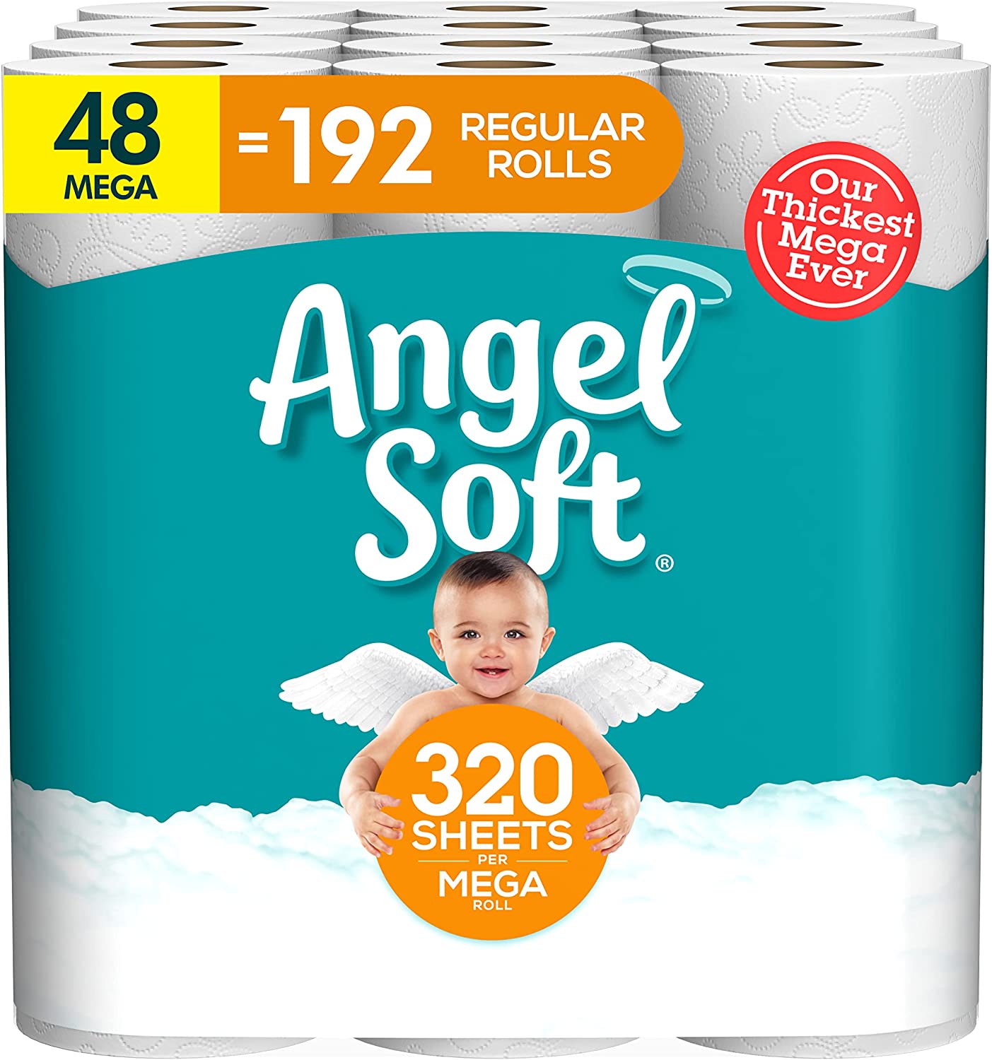 Angel Soft 2-Ply Toilet Paper (48 Mega Rolls. 320 Sheets/Roll)