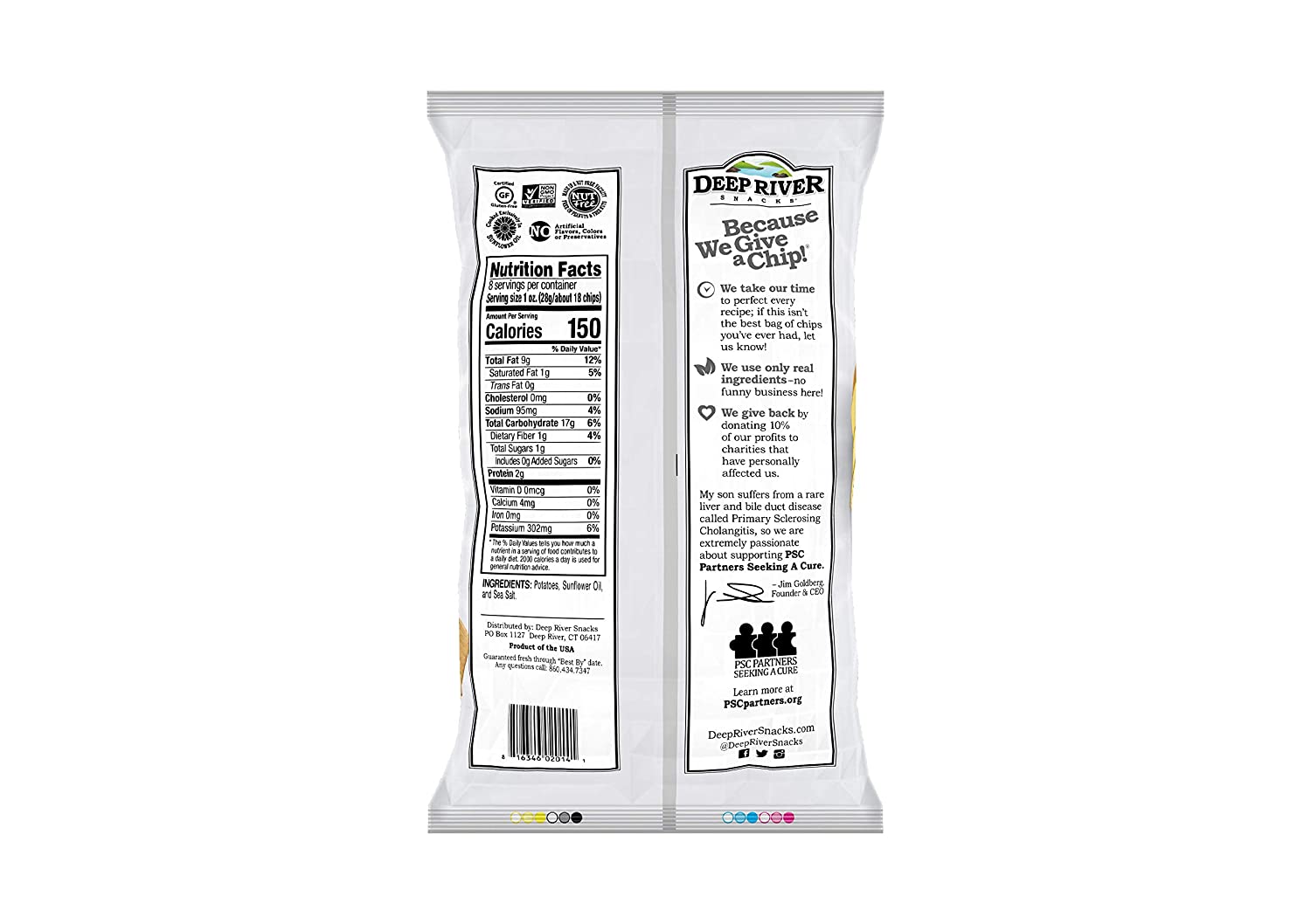 Deep River Snacks Original Sea Salt Kettle Cooked Potato Chips. Non GMO. 8 Ounce (Pack of 12)