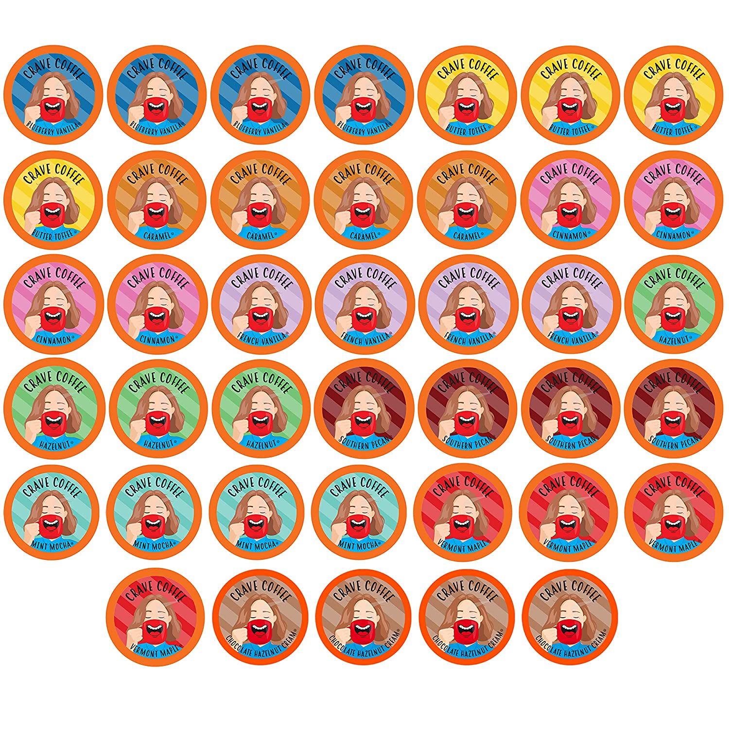 Crave Beverages Flavored Coffee Pods Sampler. Compatible with 2.0 K-Cup Brewers. Assorted Variety Pack. 40 Count