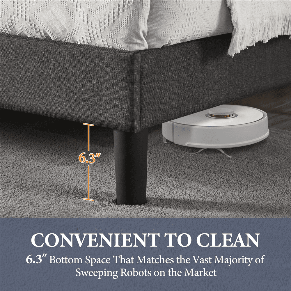 Alden Design Upholstered Tufted Platform King Bed. Dark Gray