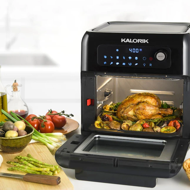 Kalorik AFO 44880 BK 6 QT XL Air Fryer Oven With 13 in 1 Cooking Options. 20 Recipes and 9 Accessories Including Rotisserie