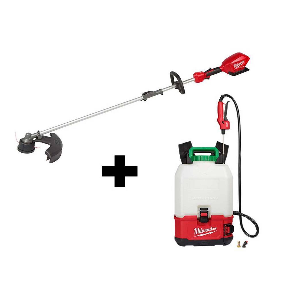 Milwaukee 2825-20ST-2820-20PS M18 18-Volt Lithium-Ion Cordless Switch Tank Backpack Pesticide Sprayer and FUEL QUIK-LOK String Grass Trimmer Combo Kit