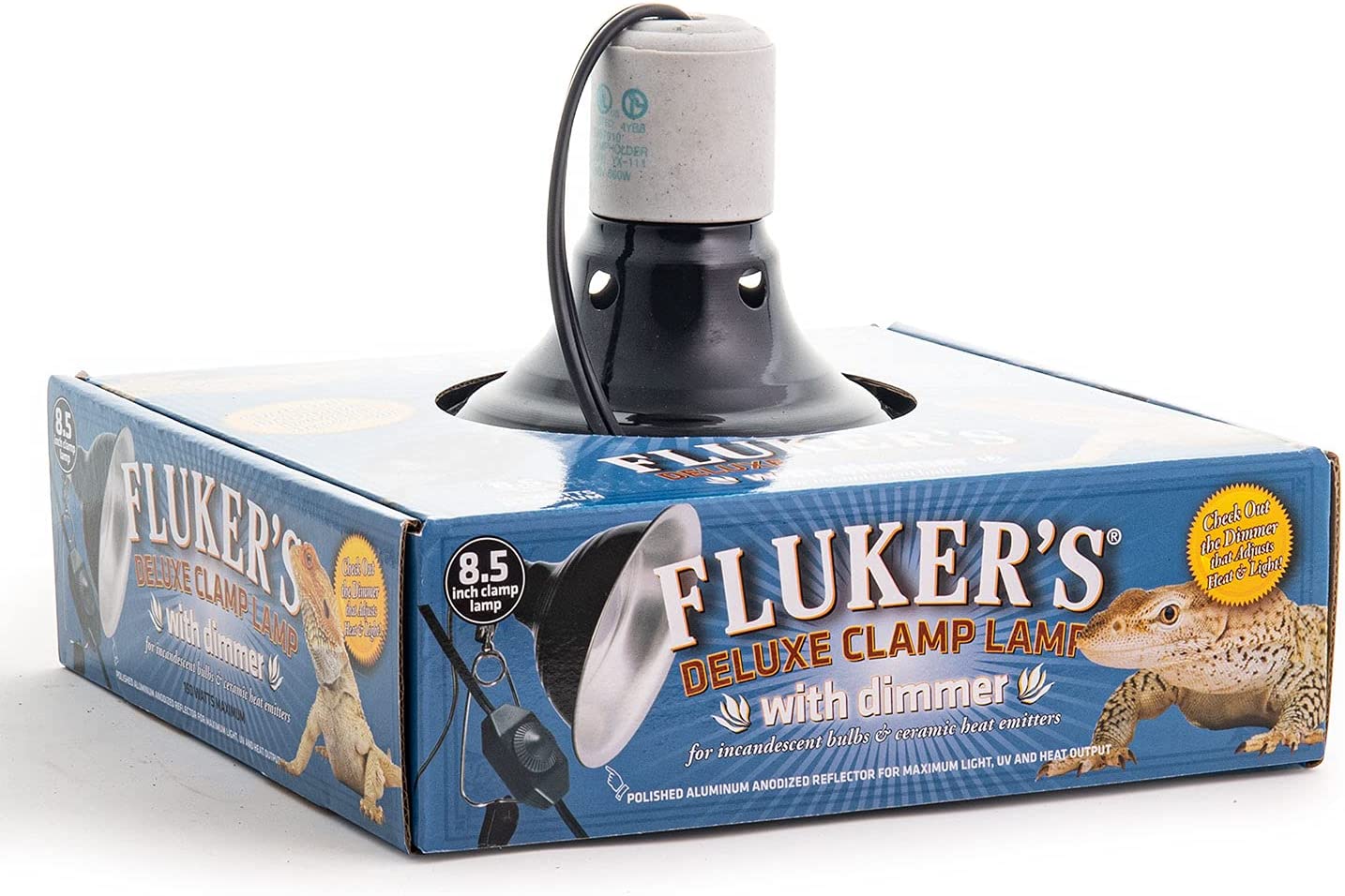 Fluker-s Repta-Clamp Lamp 8.5-Inch Ceramic with Dimmable Switch