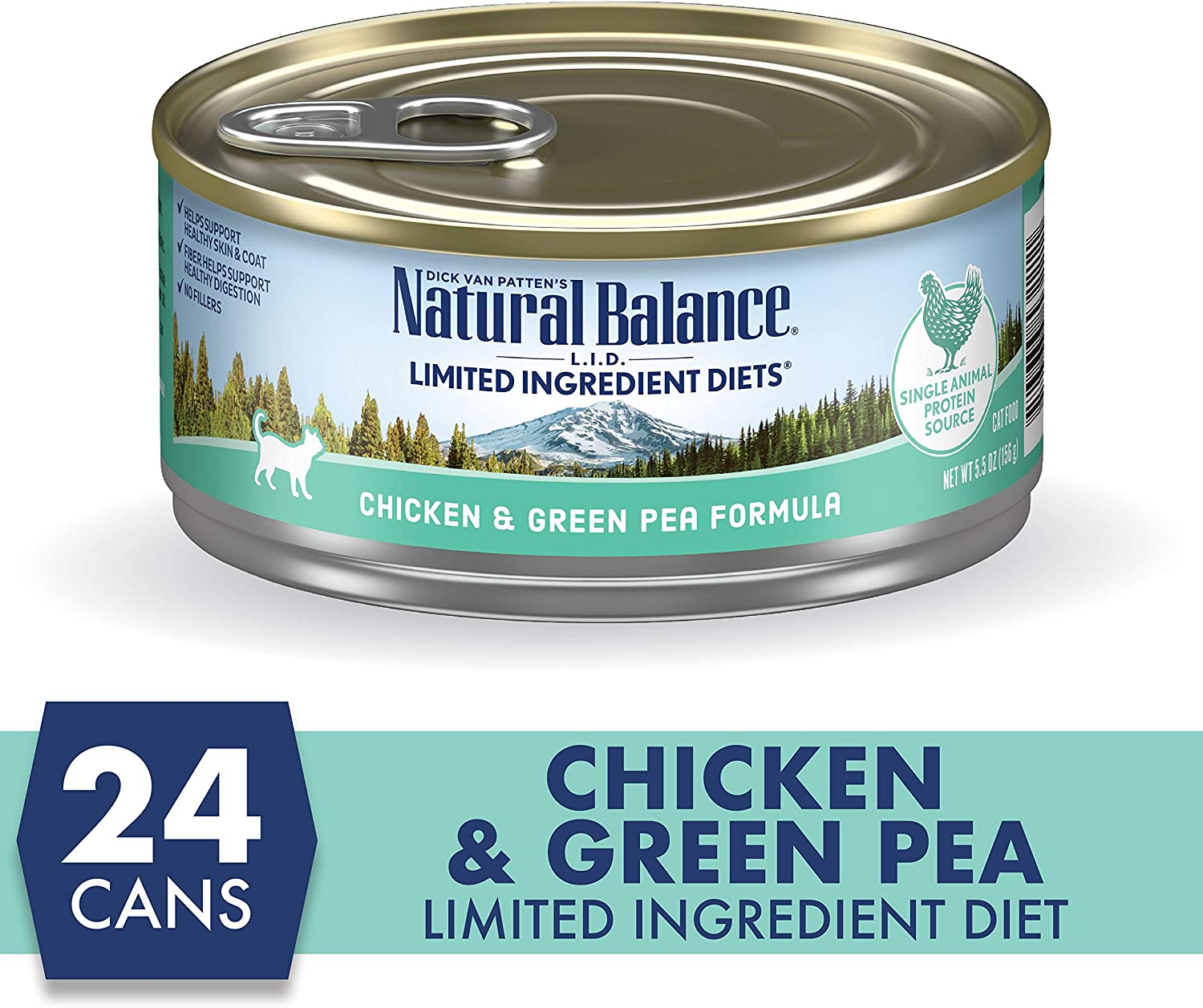 Natural Balance L.I.D. Limited Ingredient Diets Chicken & Green Pea Formula Grain-Free Canned Cat Food 5.5-oz case of 24