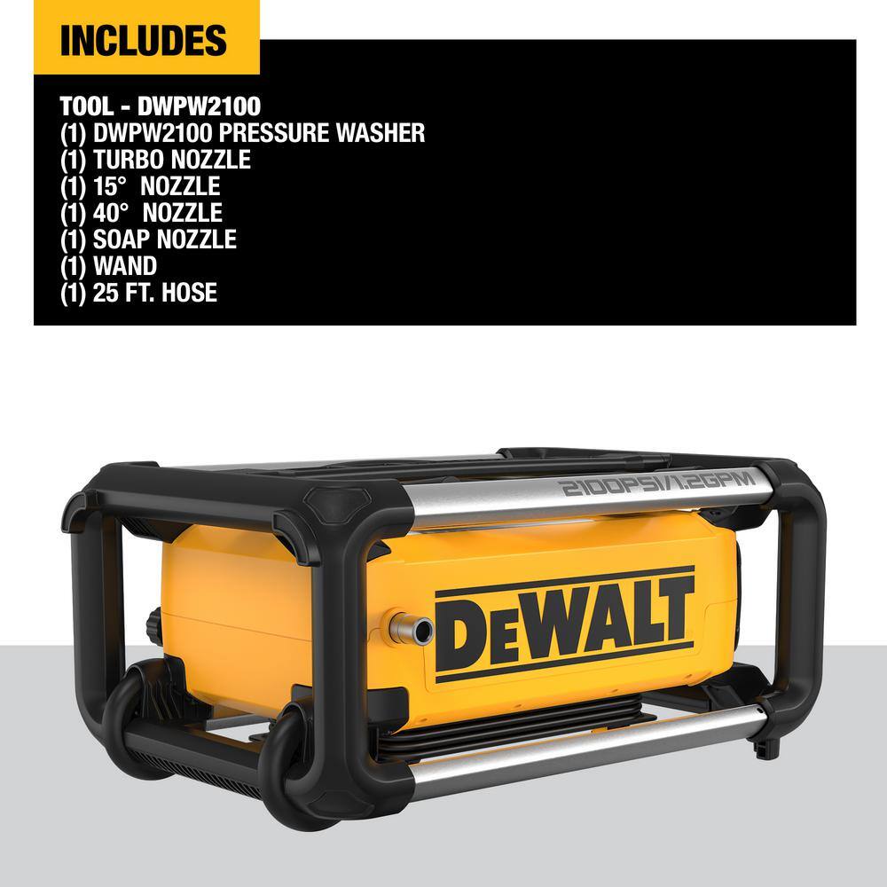 DEWALT DWPW2100 2100 PSI 1.2 GPM Cold Water Electric Pressure Washer