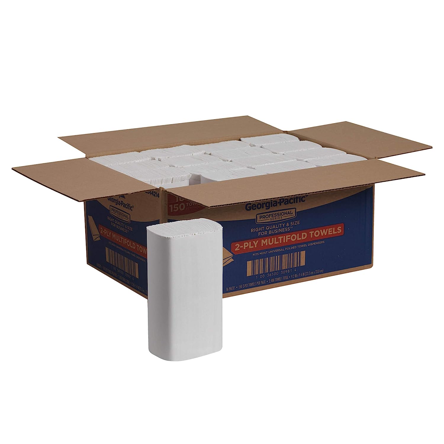 Georgia-Pacific 2344214 Professional Series Premium 2-Ply Multifold Paper Towels by GP PRO; White; 150 Towels Per Pack; 16 Packs Per Case