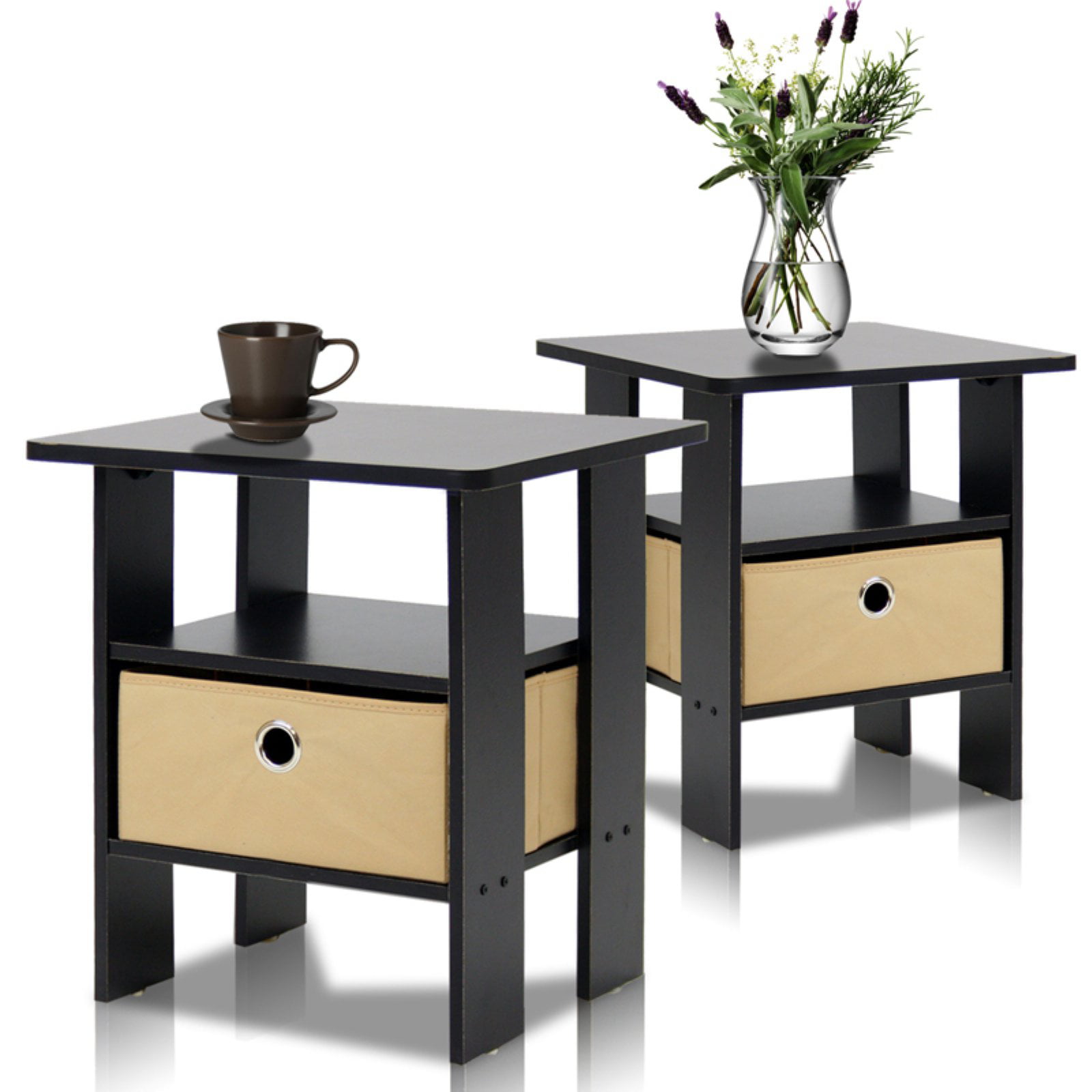 Furinno Petite End Table - Set of 2. Espresso