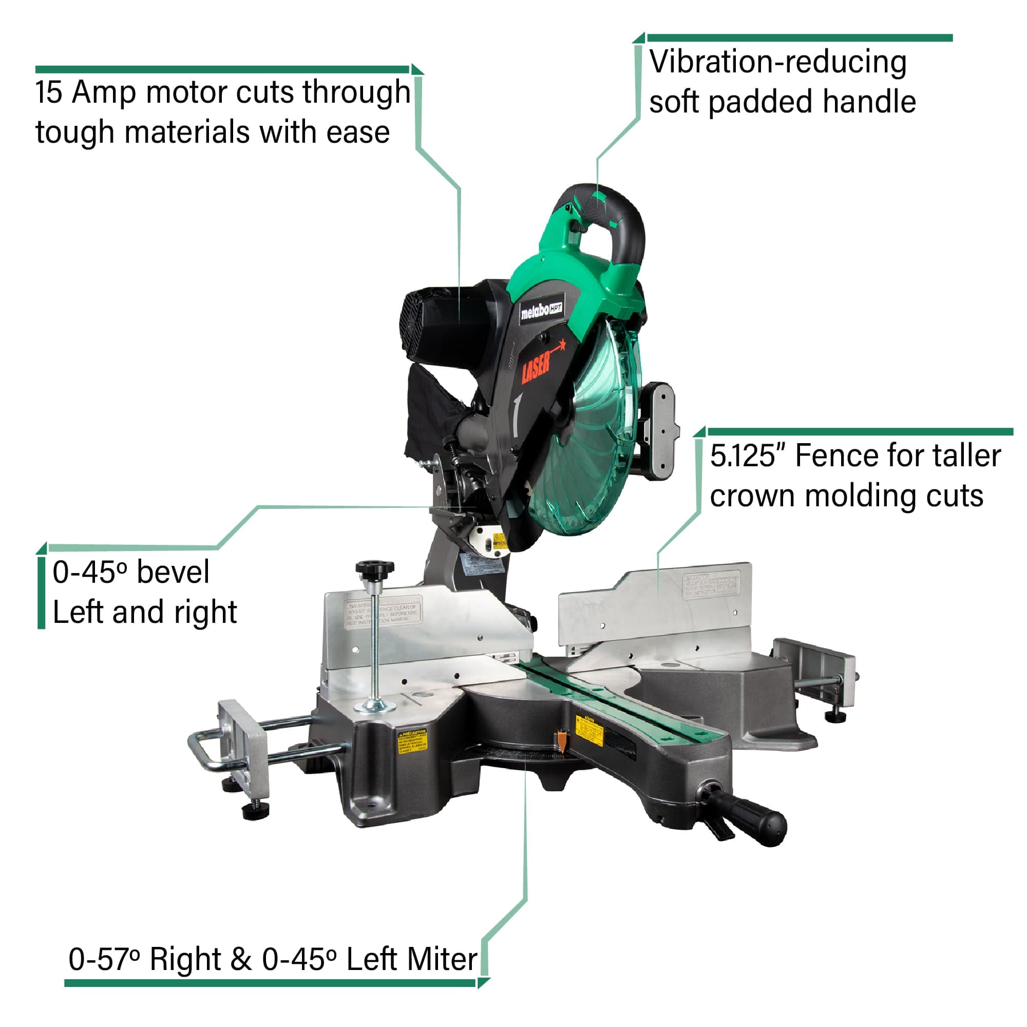 Metabo HPT 12-in 15-Amp Dual Bevel Sliding Compound Miter Saw with Laser Guide (Corded)