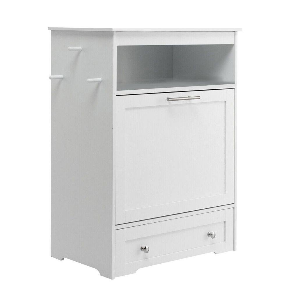 ANGELES HOME 8CK-10010PVWH 2-Cup Wood Pet Feeder Station with Stainless Steel Bowl in White