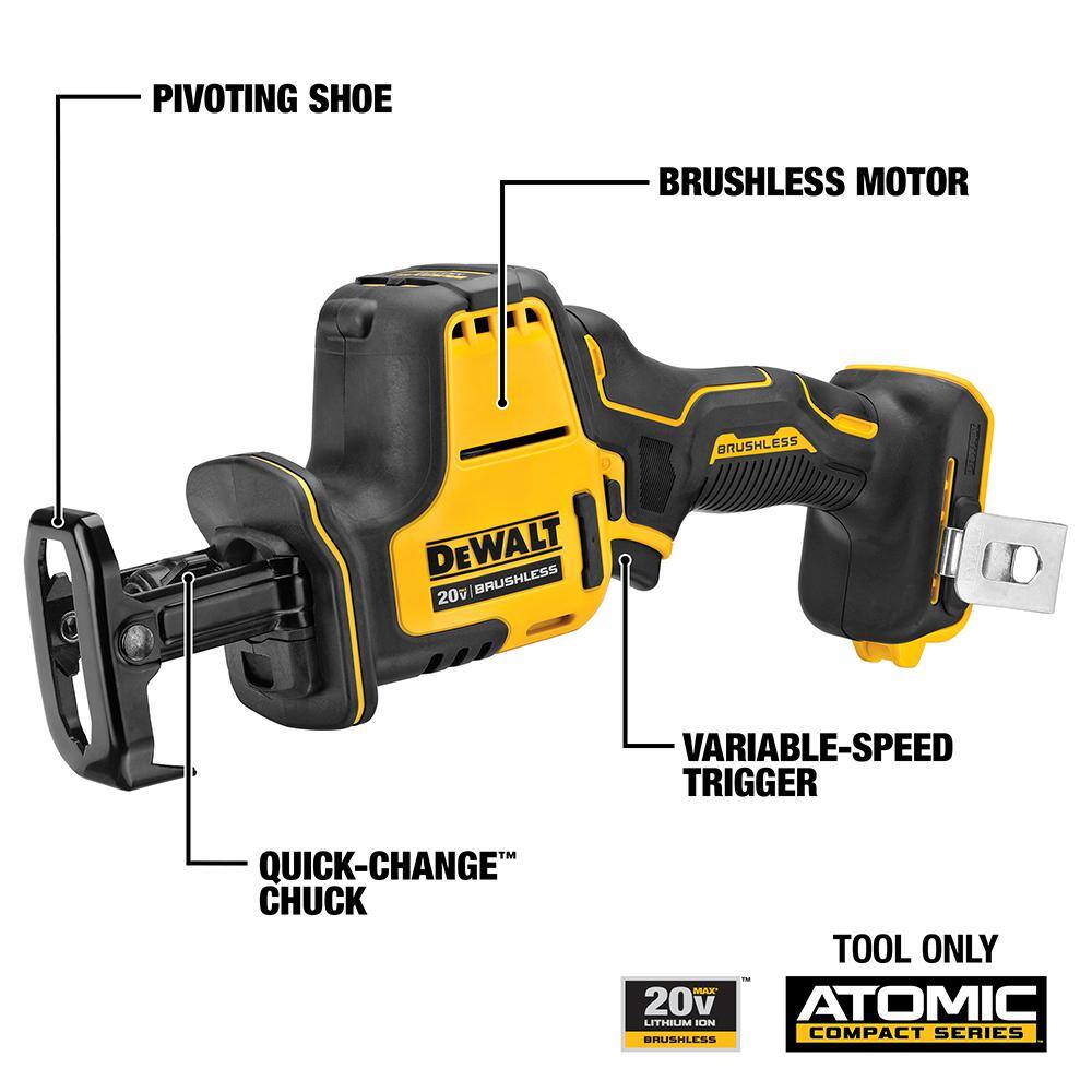 DEWALT DCS369B ATOMIC 20-Volt MAX Cordless Brushless Compact Reciprocating Saw (Tool-Only)