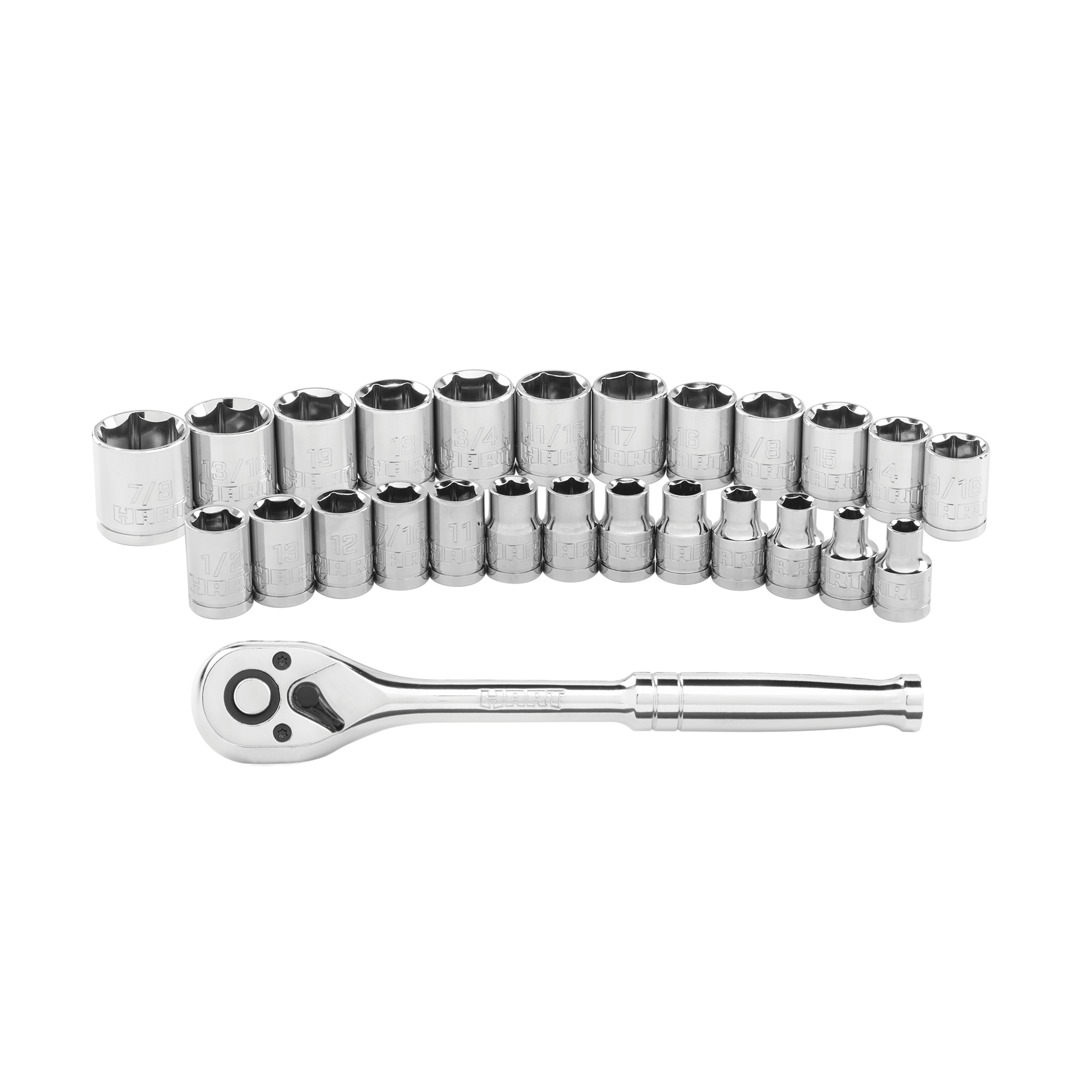 HART 26-Piece 3/8-inch Mechanics Tool Set. Chrome Finish
