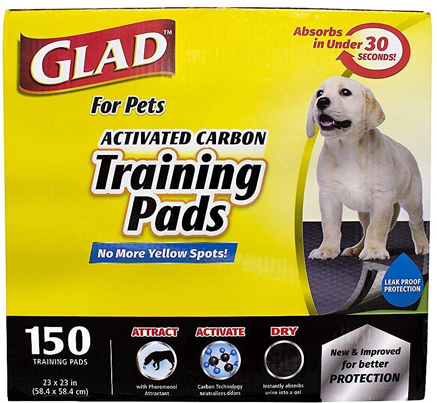 Glad For Pets Activated Carbon Dog Training Pads. 23″ x 23″ (150 Count)