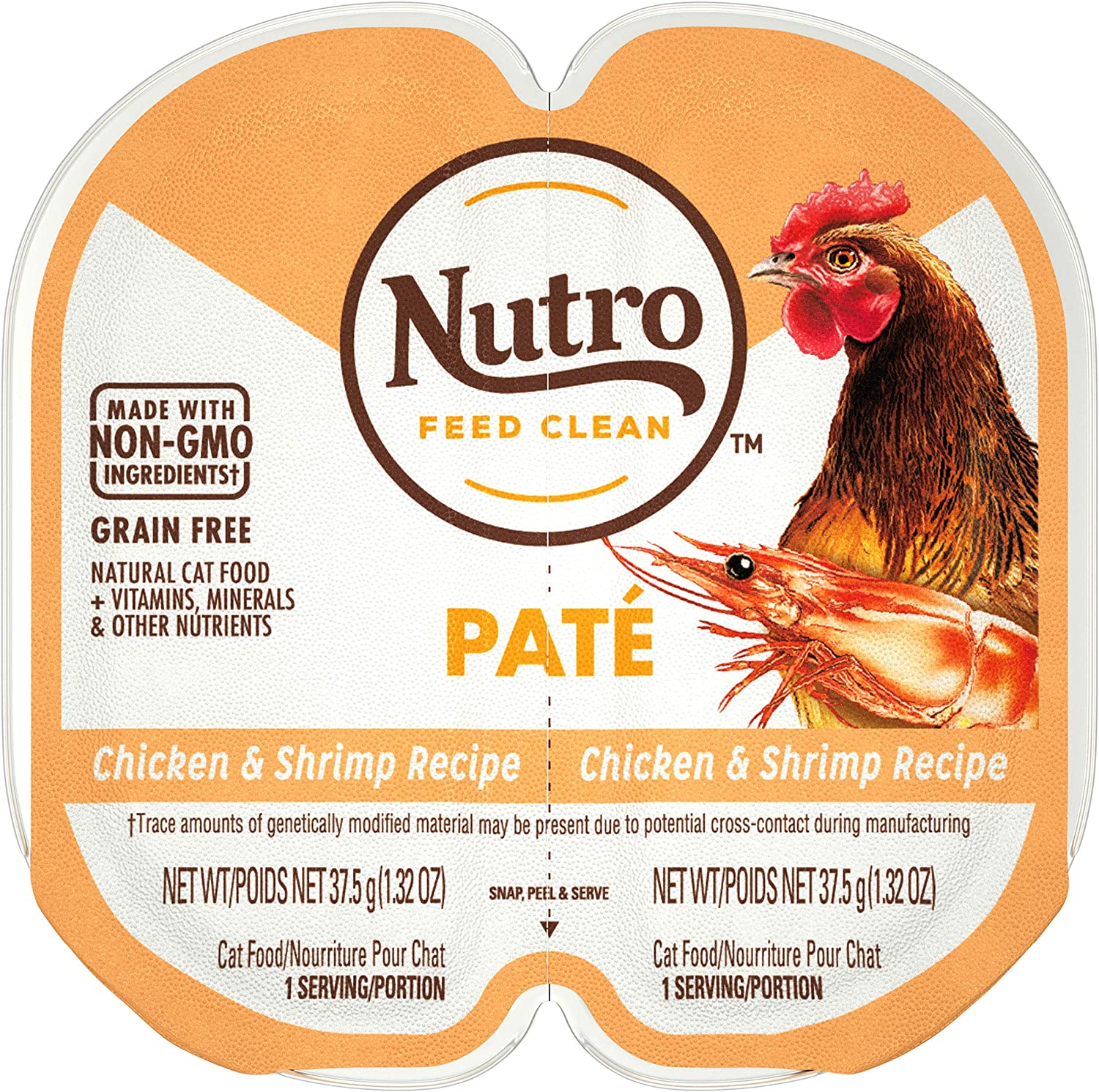 Nutro Perfect Portions Grain-Free Chicken & Shrimp Paté Recipe Cat Food Trays 2.6-oz case of 24 twin-packs
