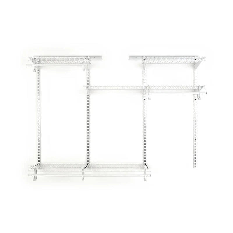 ClosetMaid 8808 ShelfTrack Wire Closet Organizer System. Adjustable from 4 to 6 Ft.. With Shelves. Clothes Rods. Hardware. Durable Steel. White