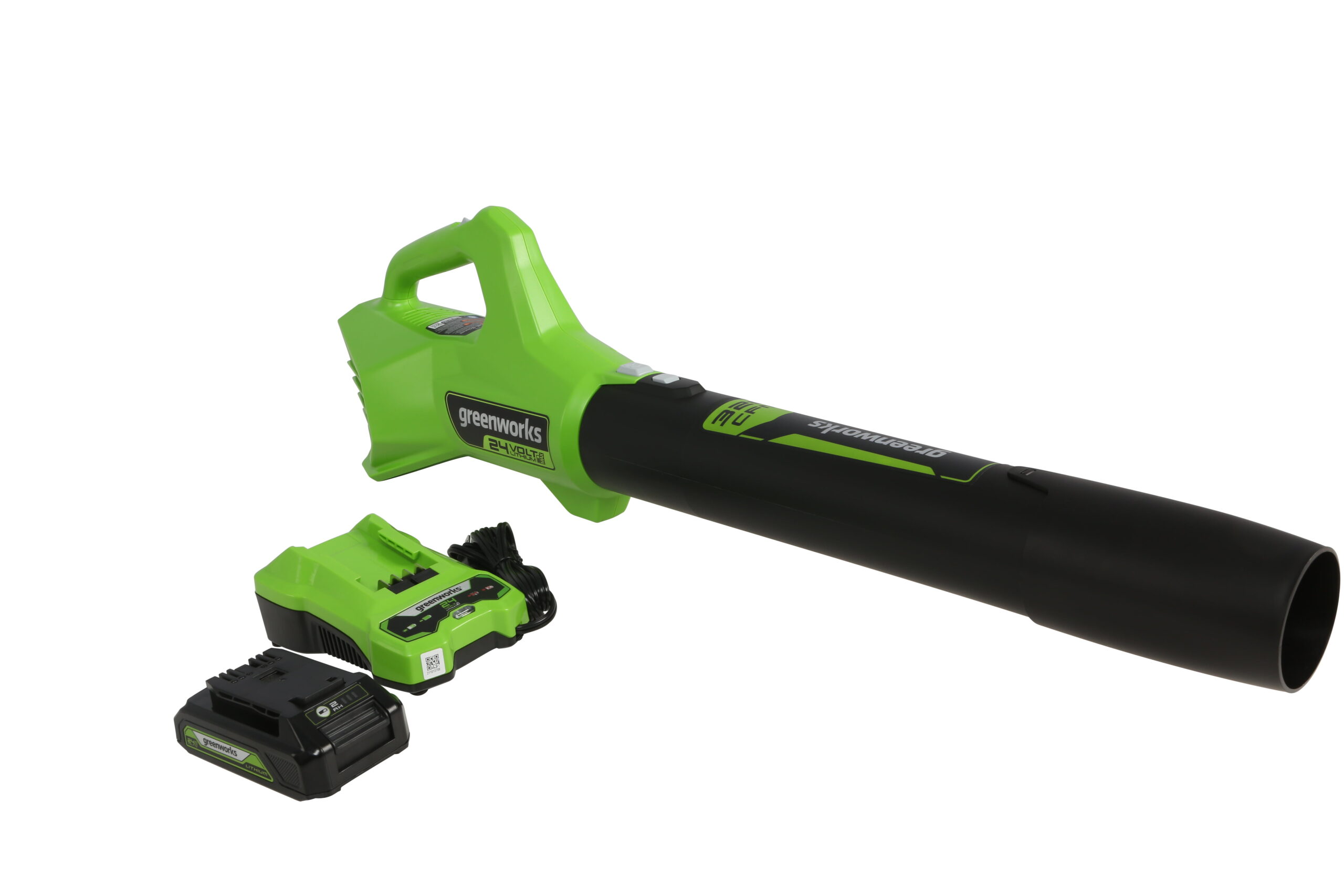 Greenworks 24V Cordless Axial Blower (90 MPH / 320 CFM) . 2Ah USB Battery and Charger