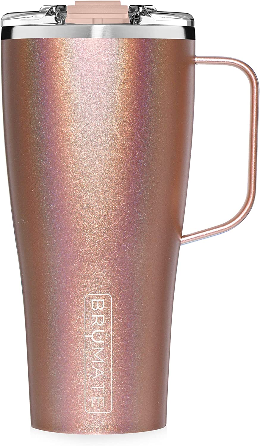 BrüMate Toddy XL - 32oz 100% Leak Proof Insulated Coffee Mug with Handle & Lid - Stainless Steel Coffee Travel Mug - Double Walled Coffee Cup (Glitter Rose Gold)