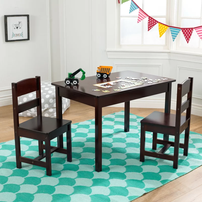 KidKraft Wooden Rectangular Table & 2 Chair Set for Kids - Espresso. Gift for Ages 5-8