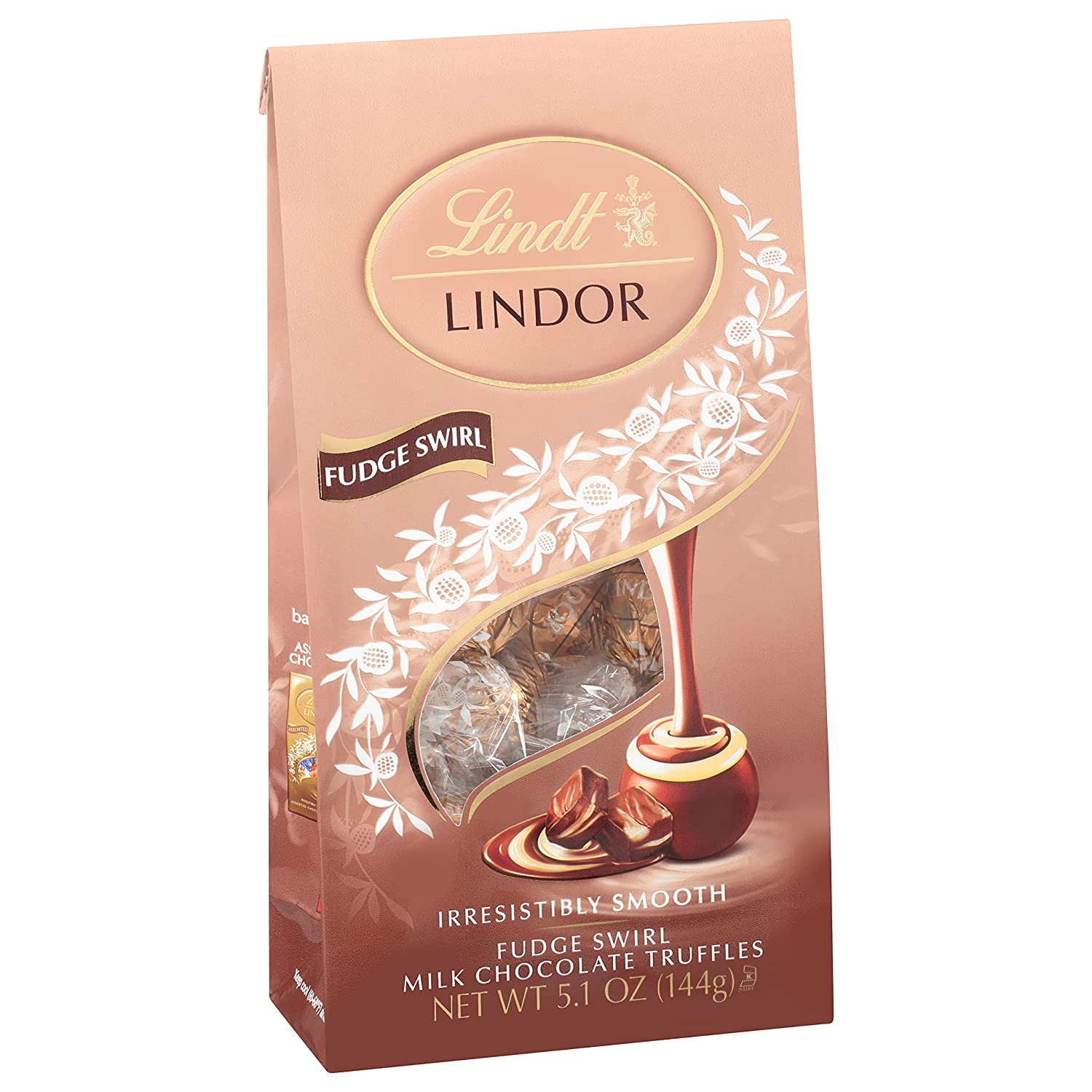 Lindt LINDOR Fudge Swirl Milk Chocolate Truffles. Milk Chocolate Candy. 5.1 oz. Bag (6 Pack)
