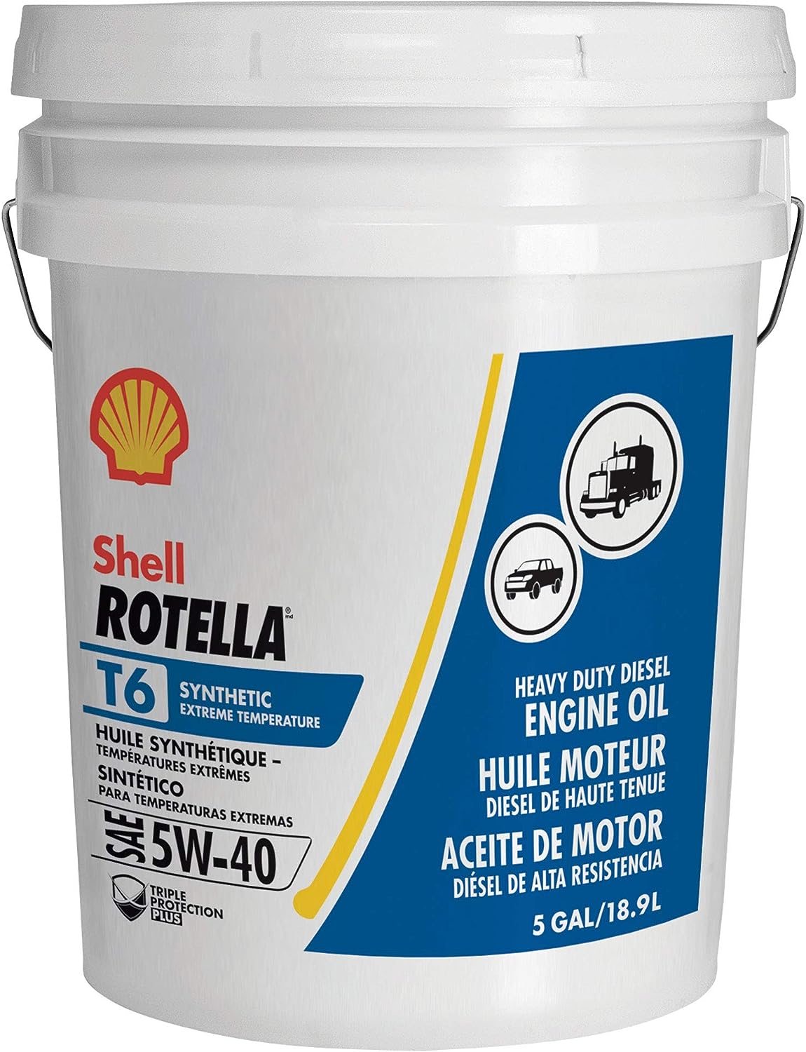 Shell Rotella T6 Full Synthetic 5W-40 Diesel Engine Oil (5-Gallon Pail)