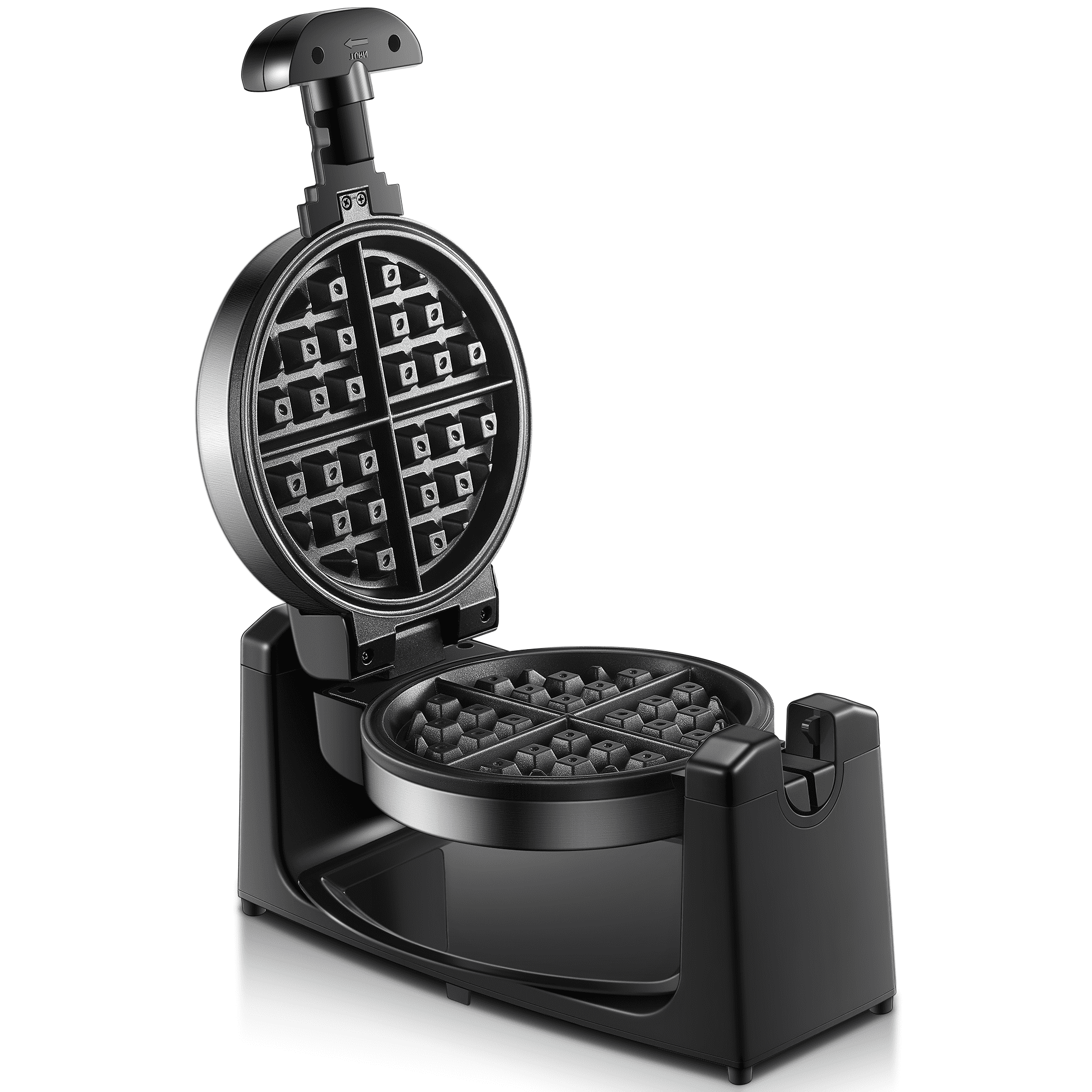 AICOOK 180° Rotating Belgian Waffle Maker. 1100W. Browning Control. Stainless Steel