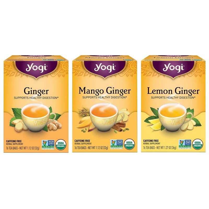 Yogi Tea Ginger Tea Variety Pack Sampler.  3 Pack. 48 Organic Herbal Tea Bags