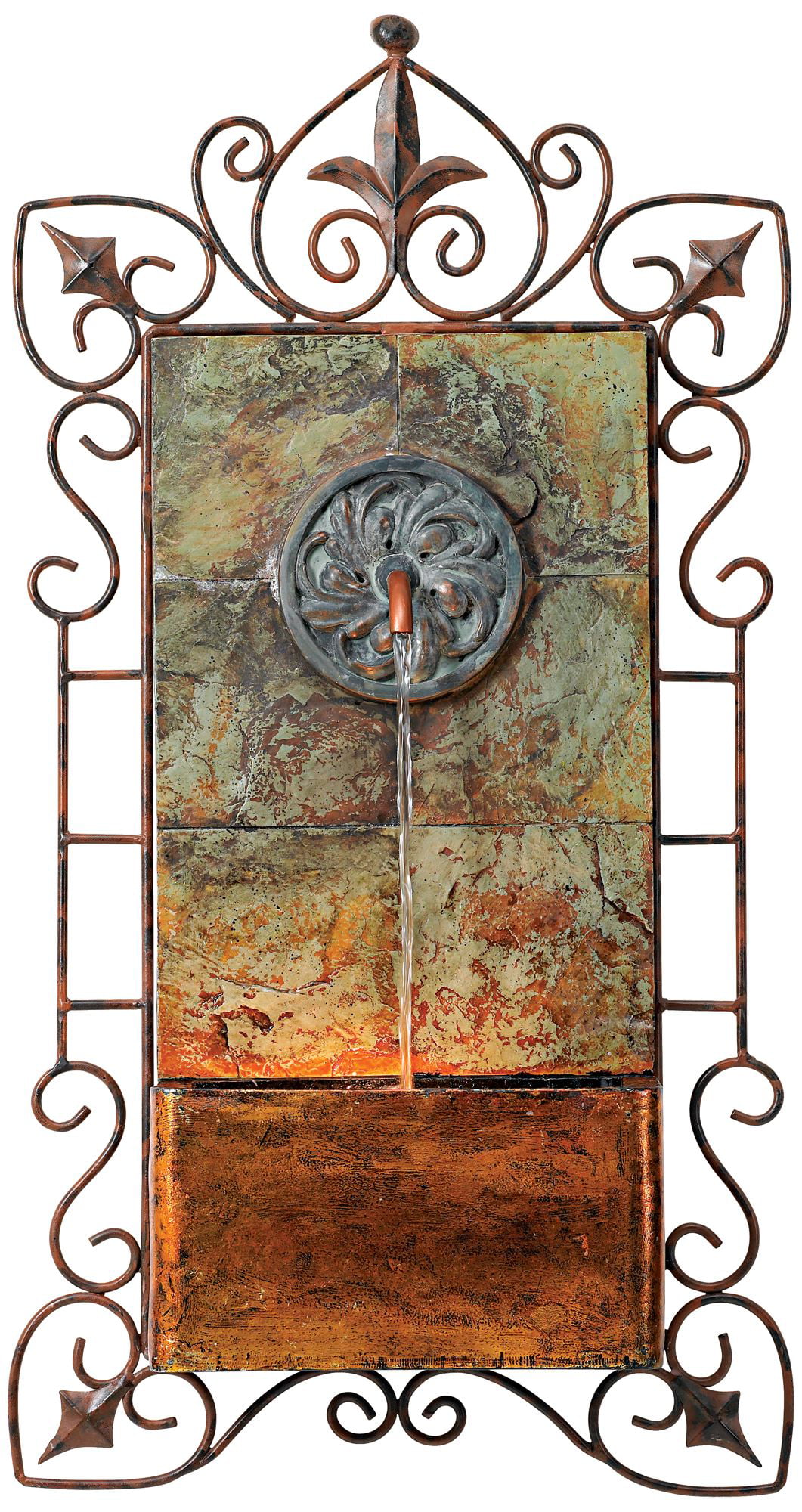 John Timberland Rustic Outdoor Wall Water Fountain with Light LED 33″ High Medallion for Yard Garden Patio Deck Home Hallway