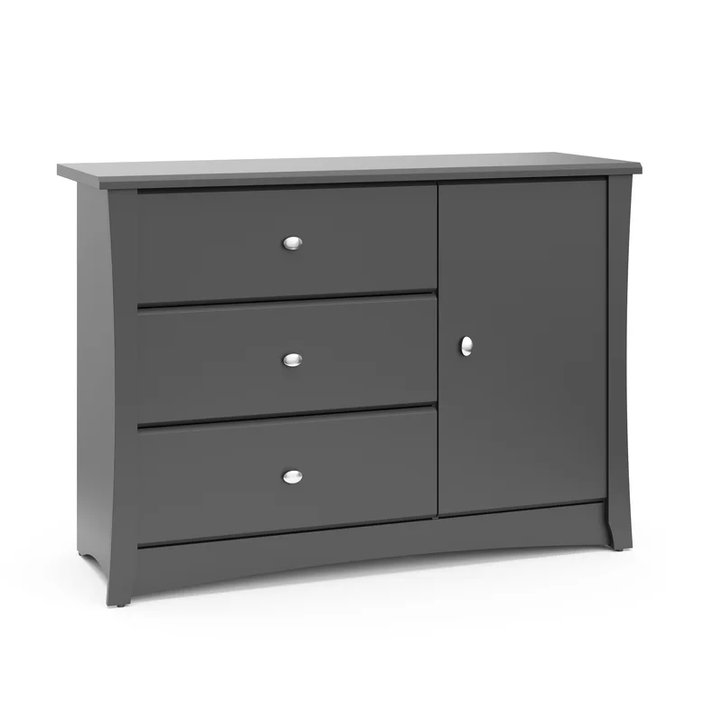 Storkcraft 03663-31G Crescent 3 Drawer Combo Dresser (Gray) – Baby and Kids Bedroom Organizer. Nursery Chest. Storage Dresser With Drawers. Universal Design