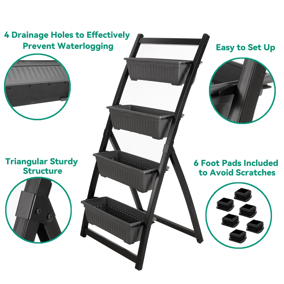 DISCOUNTTODAY 4Ft Vertical Raised Garden Bed .Freestanding Elevated Planters 4 Container Boxes for Patio Vegetables. Flowers Herb