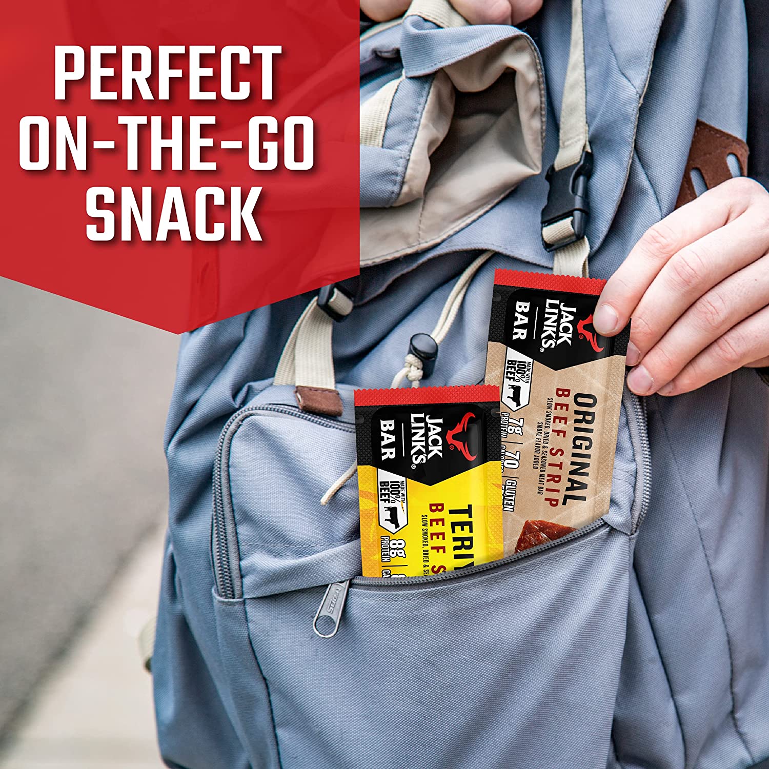 Jack Link-s Beef Jerky Bars. Original. 12 Count - 7g of Protein and 80 Calories Per Protein Bar