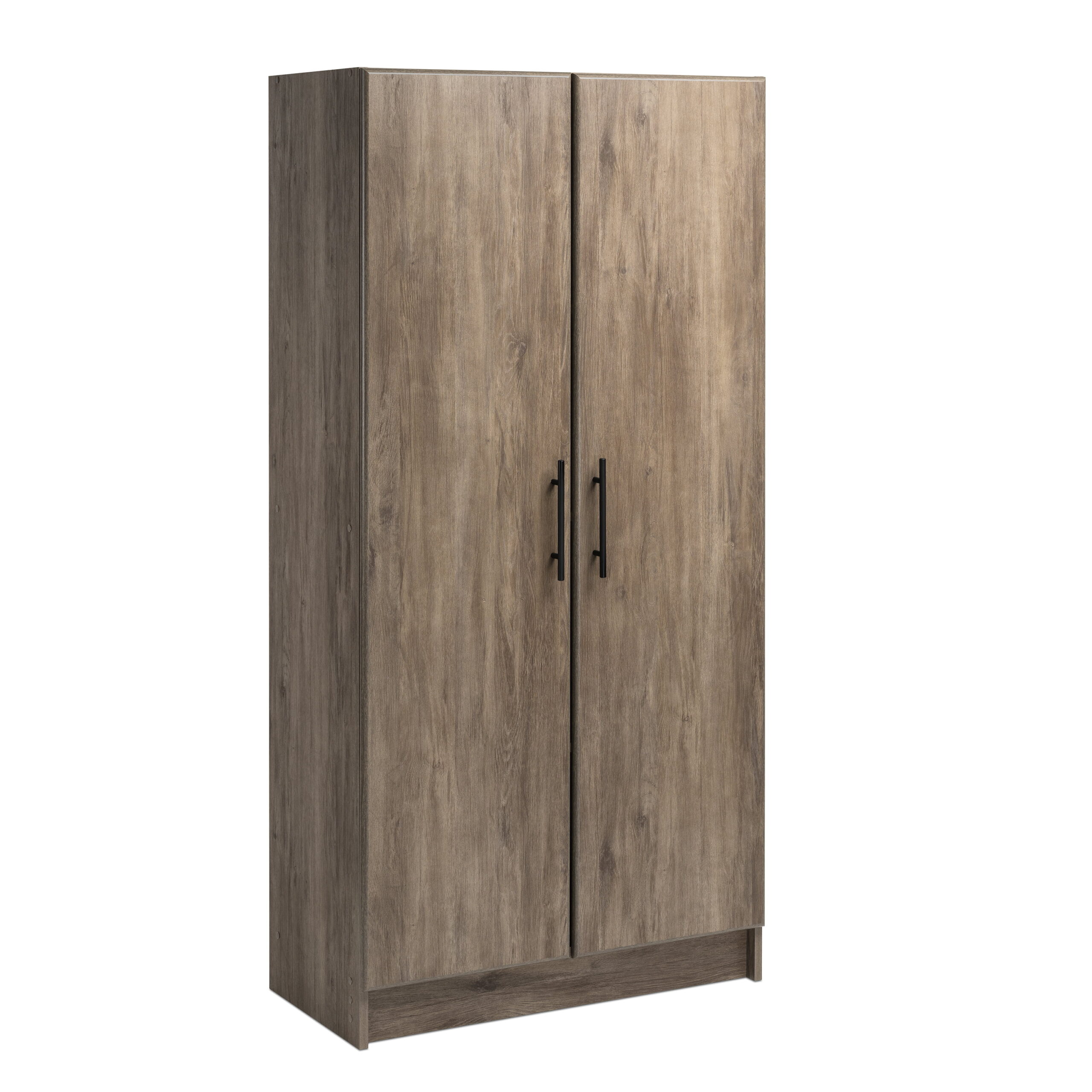 Prepac Elite 2-Door Freestanding Storage Cabinet. 16″ D x 32″ W x 65″ H. Drifted Gray