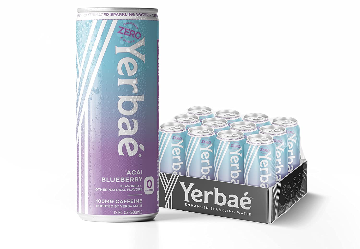 Yerbae Sparkling Water. Acai Blueberry Fruit Flavored Seltzer. Energy Drink. 12 Pack