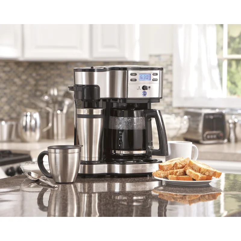 Hamilton Beach 49980Z 2-Way Coffee Maker with 12 Cup Carafe & Pod Brewing Black & Stainless