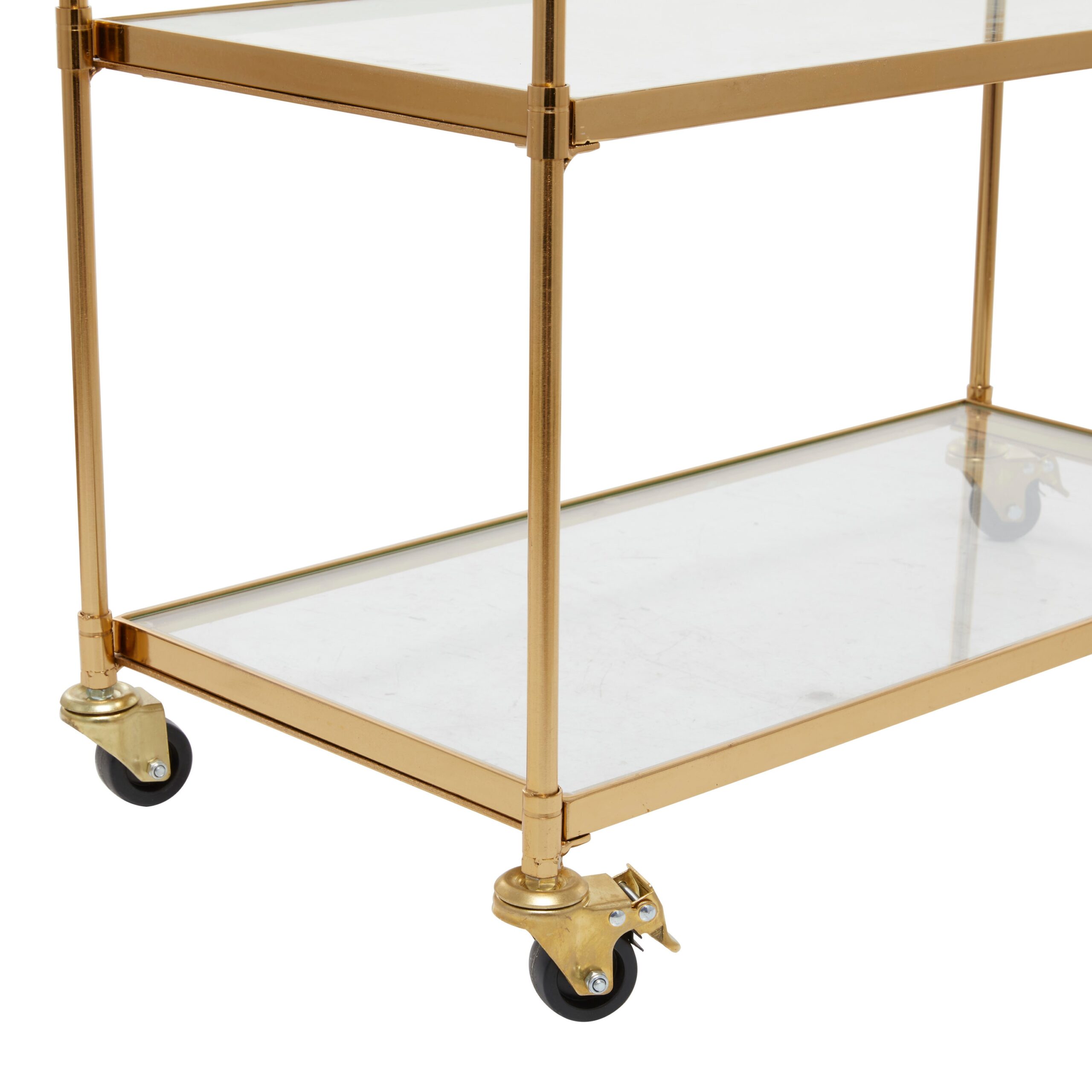 Grayson Lane Brown Metal Base with Glass Metal Top Rolling Kitchen Cart (14-in x 37.5-in x 31-in)
