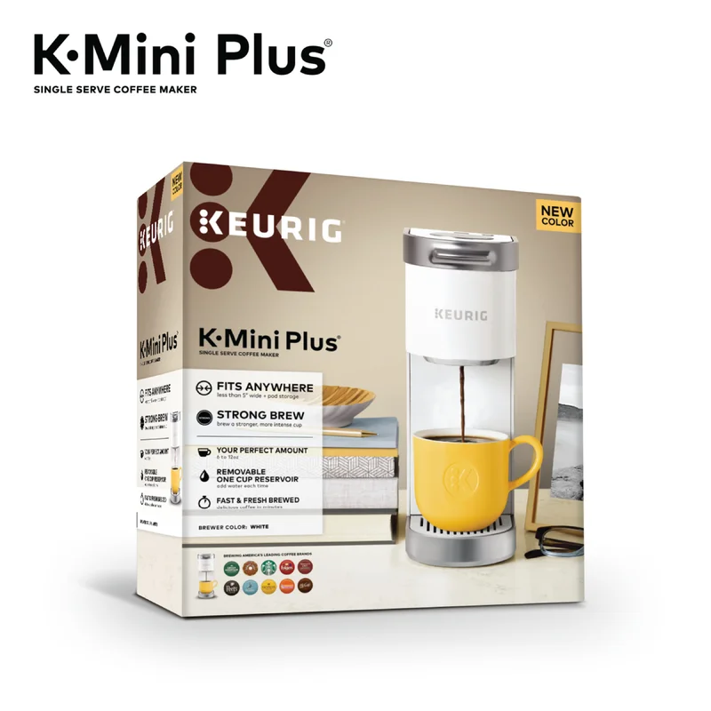 Keurig K-Mini Plus Coffee Maker. Single Serve K-Cup Pod Coffee Brewer. 6 to 12 oz. Brew Size. Stores up to 9 K-Cup Pods. Matte White