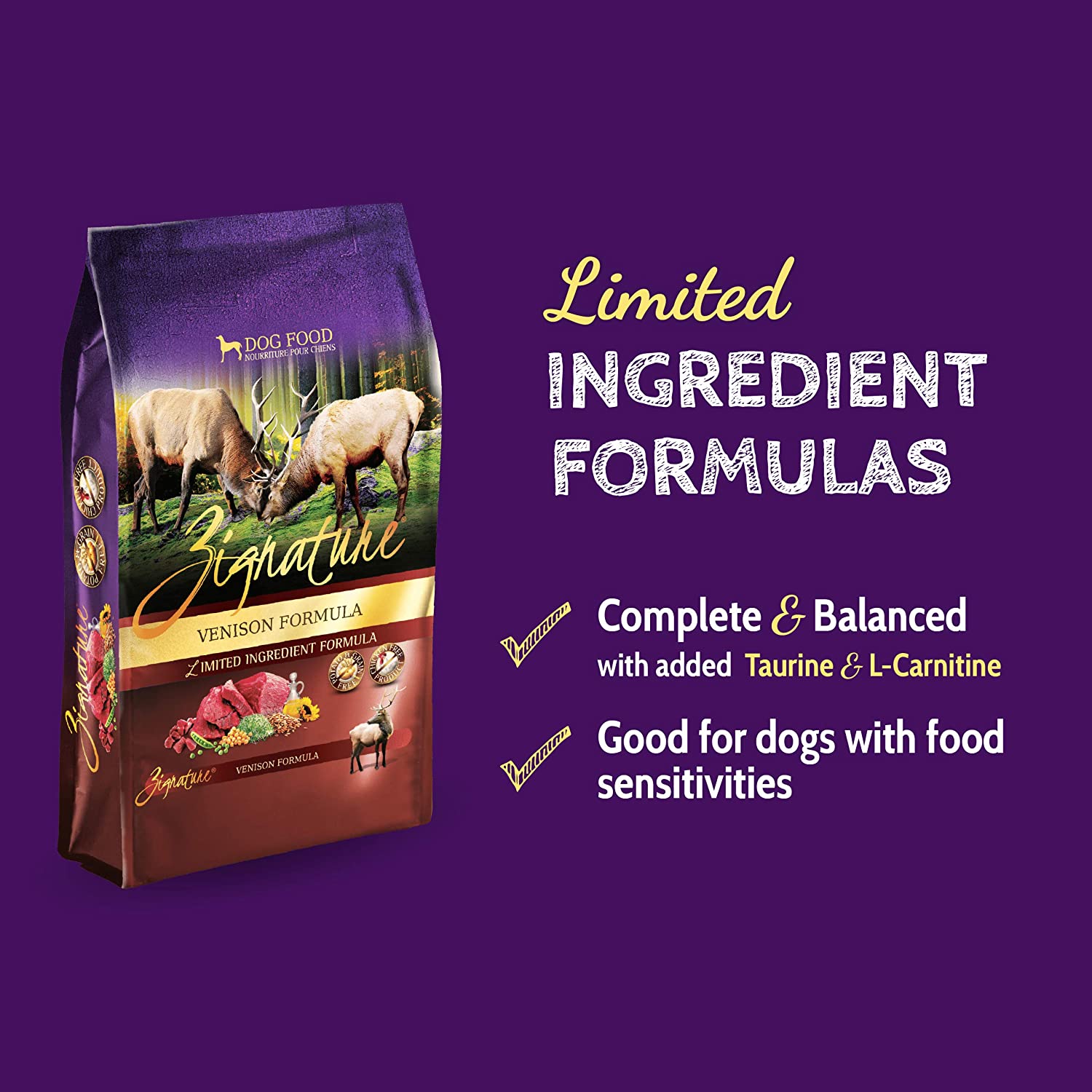 Zignature Venison Limited Ingredient Formula With Probiotics Dry Dog Food 25 Pound (Pack of 1)