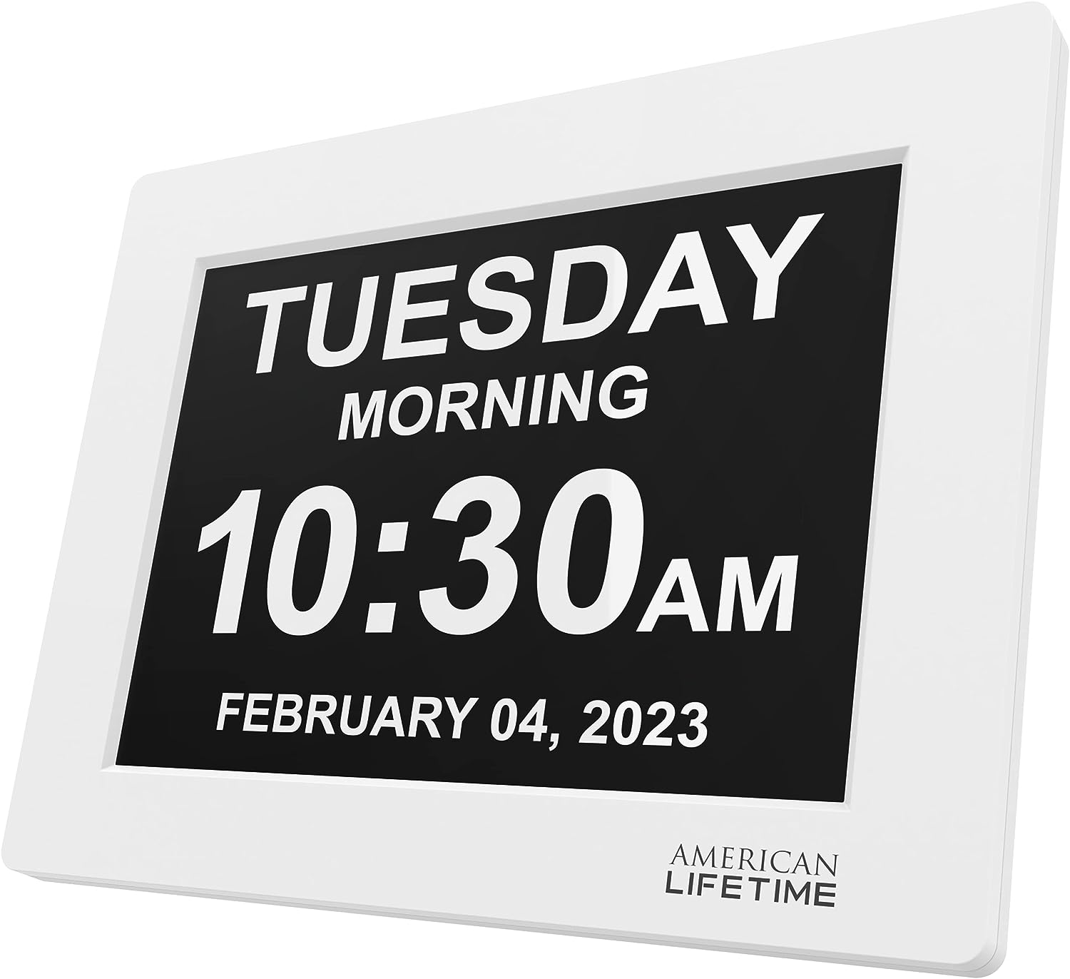 American Lifetime 【New 2023】 Dementia Clock Large Digital Clock for Seniors. Digital Clock Large Display with Custom Alarms. Clock with Day & Date for Elderly. Large Number Digital Clock White