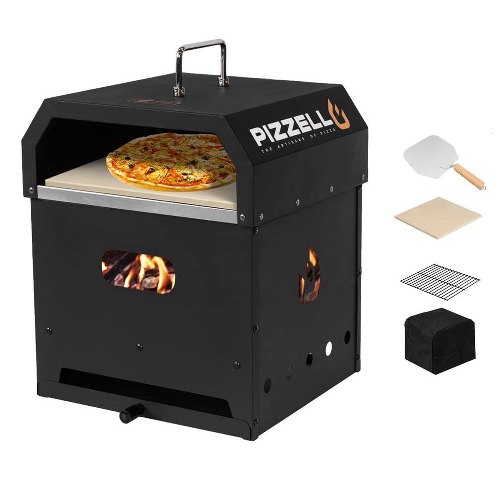 Wildaven NBYBKN220511005 14.7 in. 4 in 1 Charcoal Fired Outdoor Pizza Oven 2-Layer Detachable Outside Ovens. Black