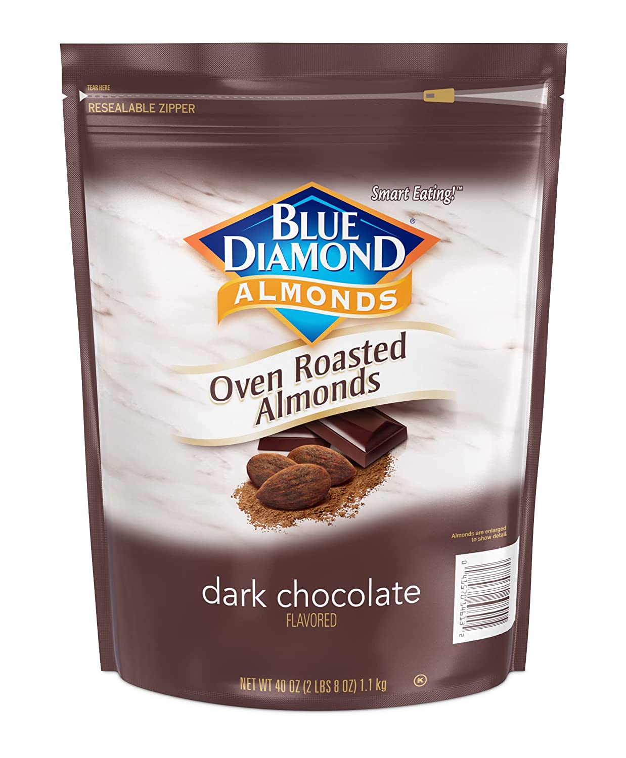 Blue Diamond Almonds Low Sodium Lightly Salted Snack Nuts. 40 Oz Resealable Bag
