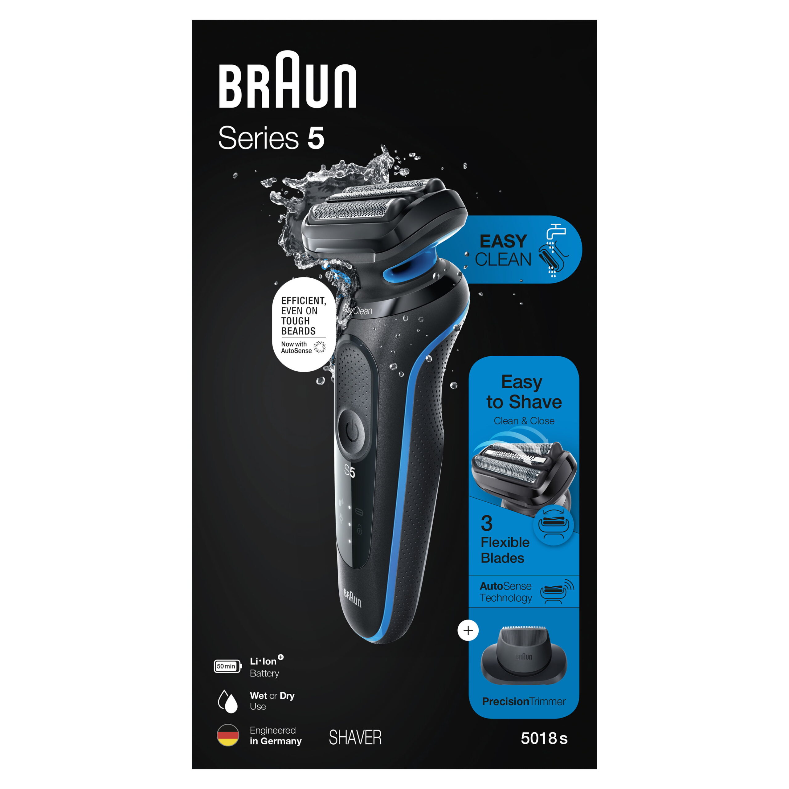 Braun Series 5 5018s Rechargeable Wet Dry Men-s Electric Shaver with Charging Stand