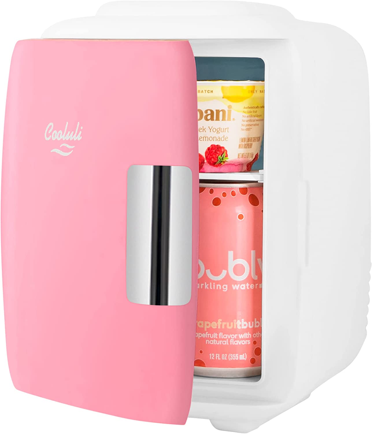 Cooluli Skincare Mini Fridge for Bedroom - Car. Office Desk & Dorm Room - Portable 4L/6 Can Electric Plug In Cooler & Warmer for Food. Drinks. Beauty & Makeup - 12v AC/DC & Exclusive USB Option. Pink