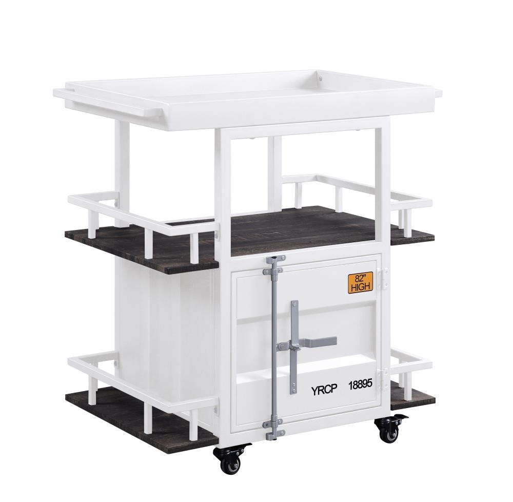 ACME FURNITURE White Metal Base with Wood Metal Top Rolling Kitchen Cart (20.9-in x 35.8-in x 36.2-in)
