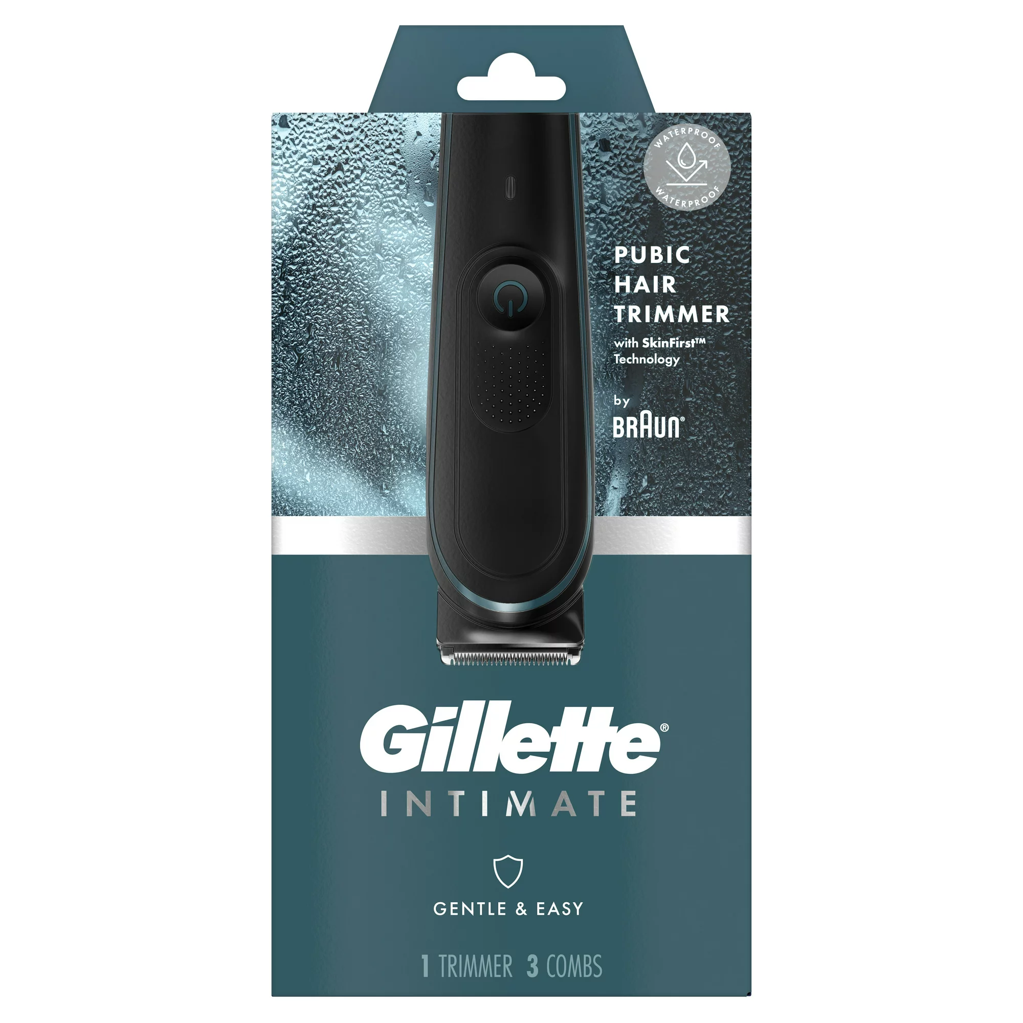 Gillette Intimate Pubic Hair Trimmer for Men. Waterproof Body Groomer. Black
