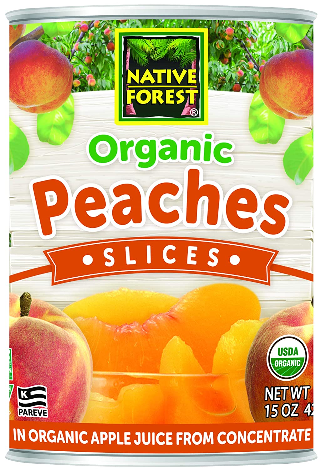 Native Forest Organic Sliced Peaches. 15 Ounce Cans (Pack of 6)