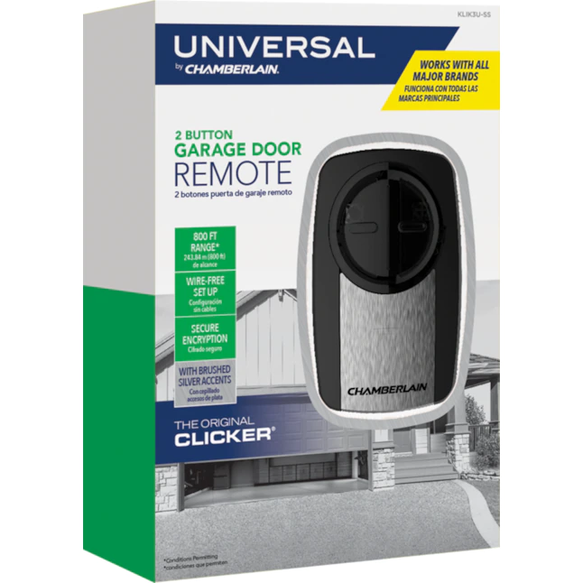 Chamberlain KLIK3U-SS Universal 2-Button Visor Garage Door Opener Remote