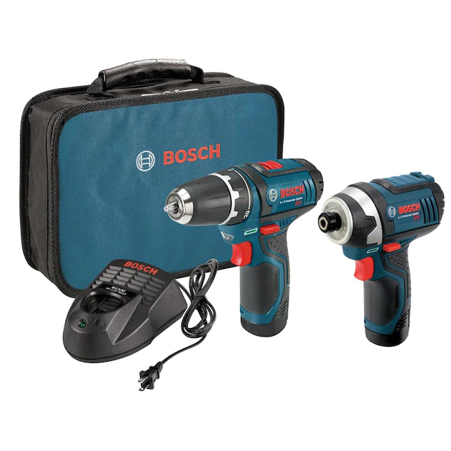 Bosch CLPK22-120 12-Volt Lithium-Ion 2-Tool Combo Kit (Drill/Driver and Impact Driver) with 2 Batteries. Charger and Case