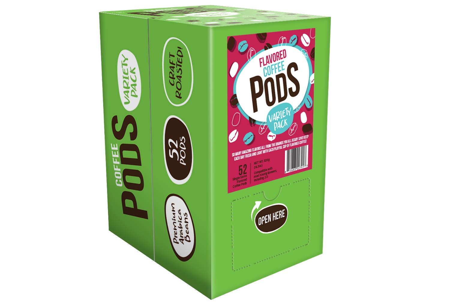 Coffee Pod Variety Packs Flavored Sampler. Assorted. Variety Pack. 52 Count (Pack of 1)