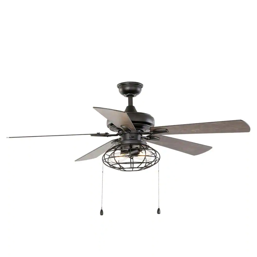 Home Decorators Collection 1003880454 Ellard 52 in. LED Indoor Matte Black Ceiling Fan with Light