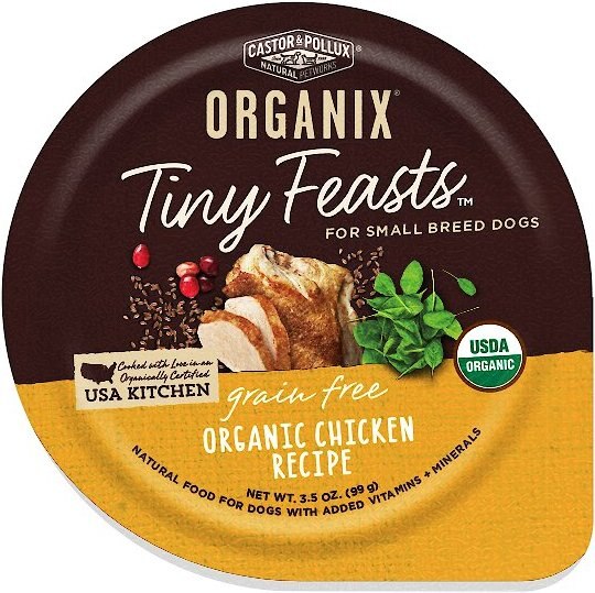 Castor & Pollux Organix Tiny Feasts Grain-Free Organic Chicken Recipe Dog Food Trays